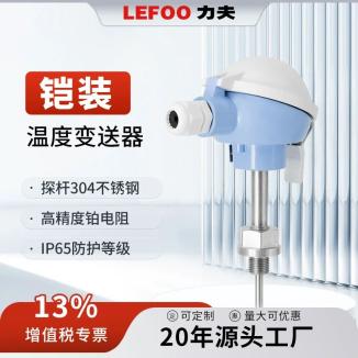 LFW20铠装温度变送器：304 不锈钢材质，稳定测温 - 50~300℃