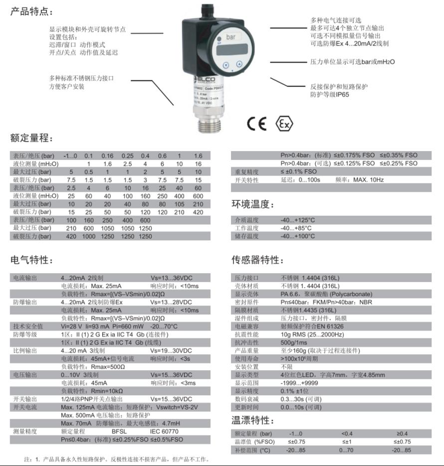 智能型电子式压力传感器PS602系列1