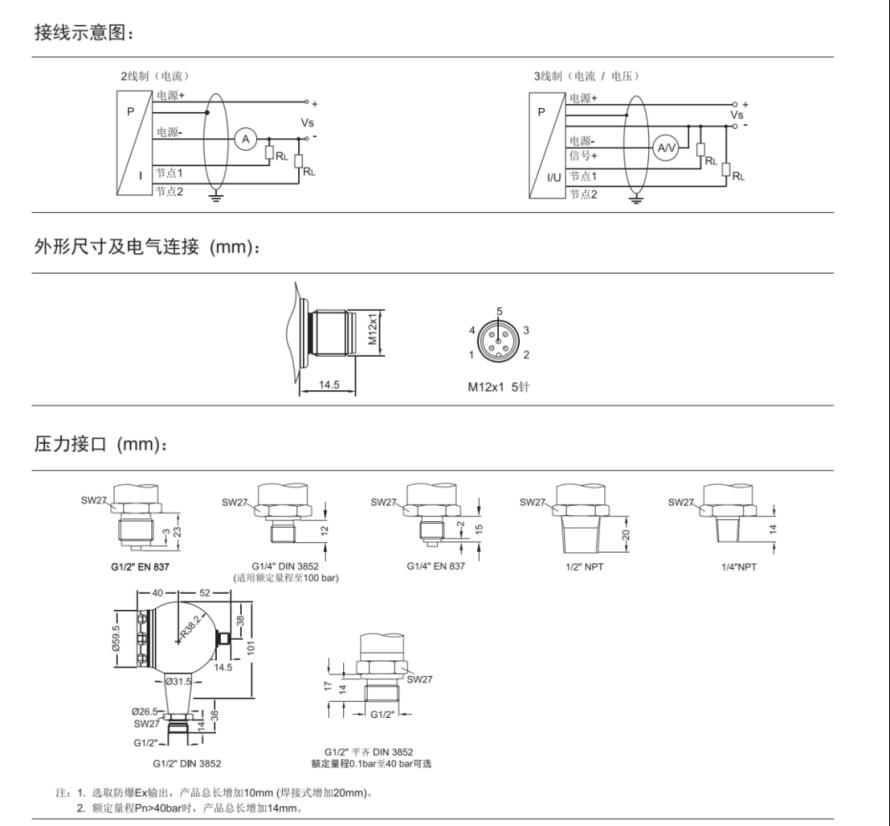 不锈钢压阻传感器的工业压力传感器PS604系列3