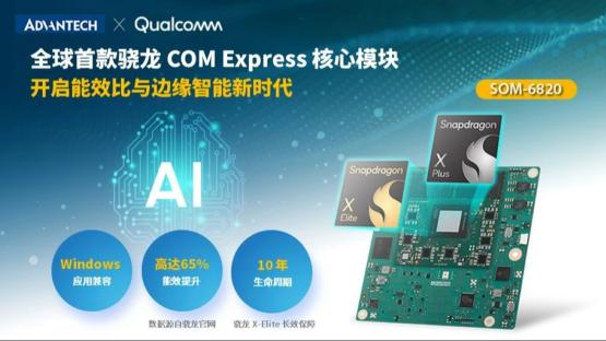 【新品介绍】研华发布SOM-6820：搭载高通骁龙X-Elite系列处理器，开启能效比与边缘智能新时代！