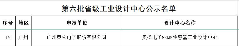 奥松电子MEMS传感器工业设计中心获批省级工业设计中心，打造粤港澳大湾区智能传感器标杆企业2