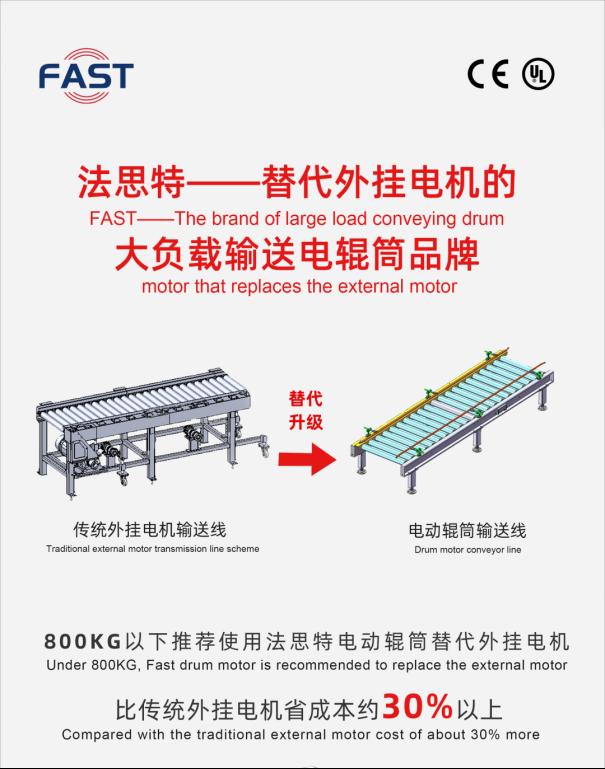 为什么越来越多的外挂电机输送线选择升级电辊筒方案？3