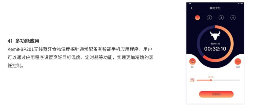 Kemit-BP201无线蓝牙食物温度探针方案4